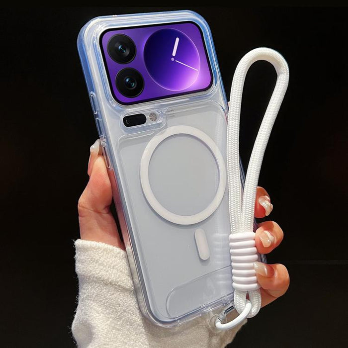 Funda para teléfono transparente magnética de TPU híbrida acrílica con orificios precisos y resistente a los golpes, con cordón., For Xiaomi 17 Pro Max, For Xiaomi 17 Pro