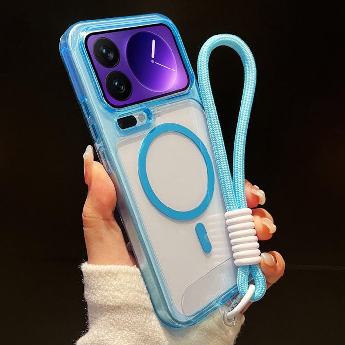 Funda para teléfono transparente magnética de TPU híbrida acrílica con orificios precisos y resistente a los golpes, con cordón., For Xiaomi 17 Pro Max, For Xiaomi 17 Pro