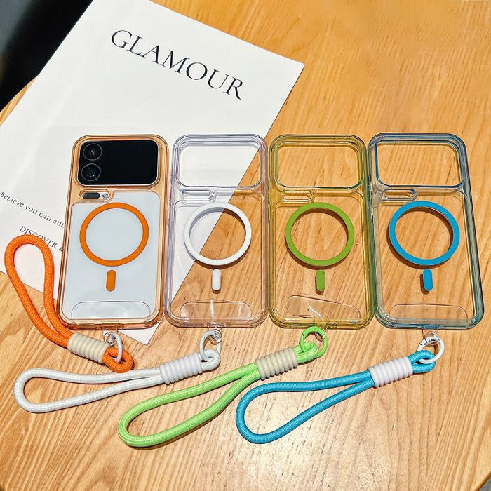 Funda para teléfono transparente magnética de TPU híbrida acrílica con orificios precisos y resistente a los golpes, con cordón., For Xiaomi 17 Pro Max, For Xiaomi 17 Pro