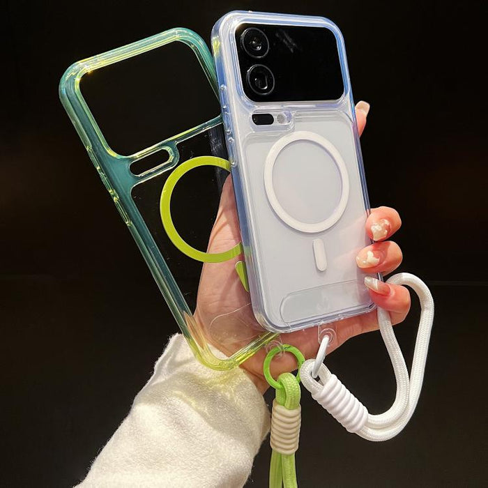 Funda para teléfono transparente magnética de TPU híbrida acrílica con orificios precisos y resistente a los golpes, con cordón., For Xiaomi 17 Pro Max, For Xiaomi 17 Pro