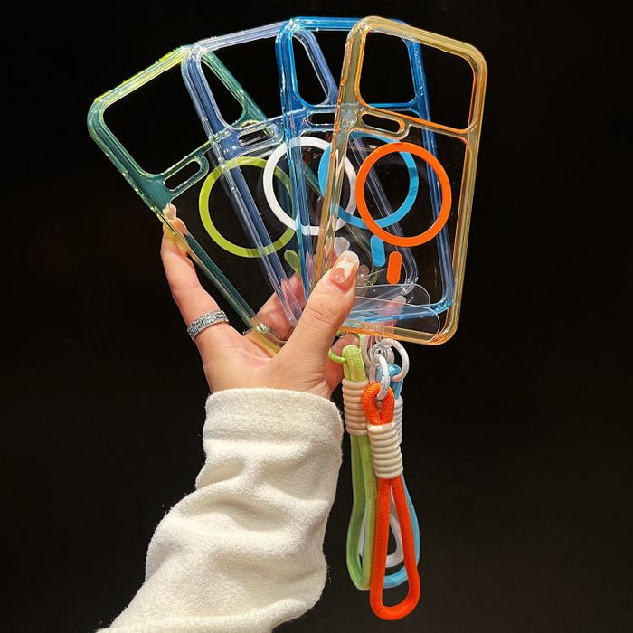 Funda para teléfono transparente magnética de TPU híbrida acrílica con orificios precisos y resistente a los golpes, con cordón., For Xiaomi 17 Pro Max, For Xiaomi 17 Pro