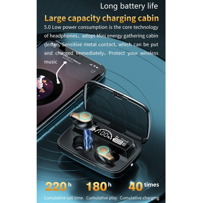 M18 Bluetooth 5.1 Pantalla LED Auricular Bluetooth inalámbrico impermeable con caja de carga