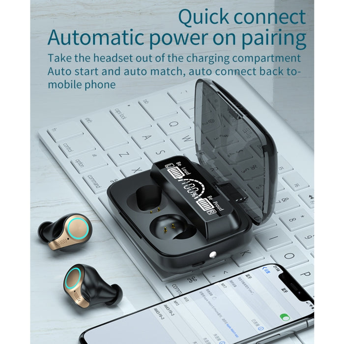 M18 Bluetooth 5.1 Pantalla LED Auricular Bluetooth inalámbrico impermeable con caja de carga
