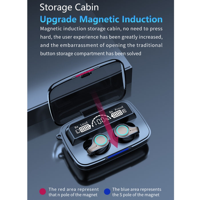 M18 Bluetooth 5.1 Pantalla LED Auricular Bluetooth inalámbrico impermeable con caja de carga