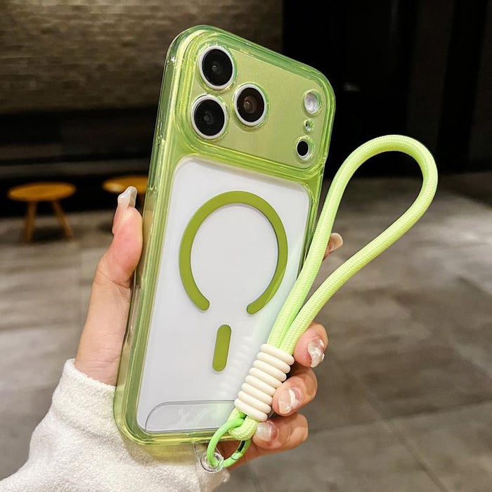 Funda para teléfono transparente magnética de TPU híbrida acrílica con orificios precisos y resistente a los golpes, con cordón., For iPhone 17 Pro Max, For iPhone 17 Pro, For iPhone 17, For iPhone Air