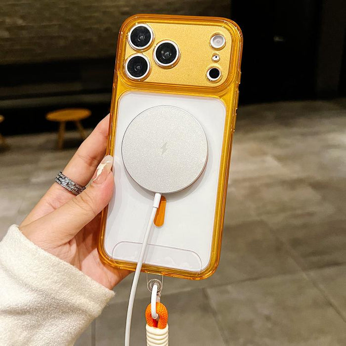 Funda para teléfono transparente magnética de TPU híbrida acrílica con orificios precisos y resistente a los golpes, con cordón., For iPhone 17 Pro Max, For iPhone 17 Pro, For iPhone 17, For iPhone Air