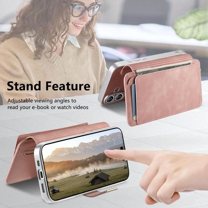 Cartera con cremallera, anillo plateado con orificio de precisión y bloqueo RFID, funda magnética para teléfono de cuero vegano, For Xiaomi 17