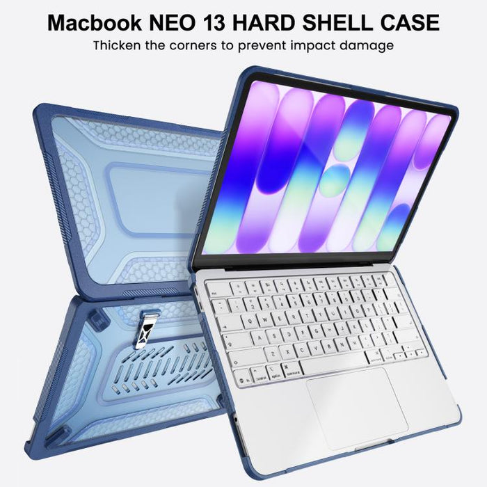 Funda protectora híbrida de PC, TPU, panal de abeja y soporte metálico para portátil, For MacBook Neo 13 inch 2026 A18 Pro A3404