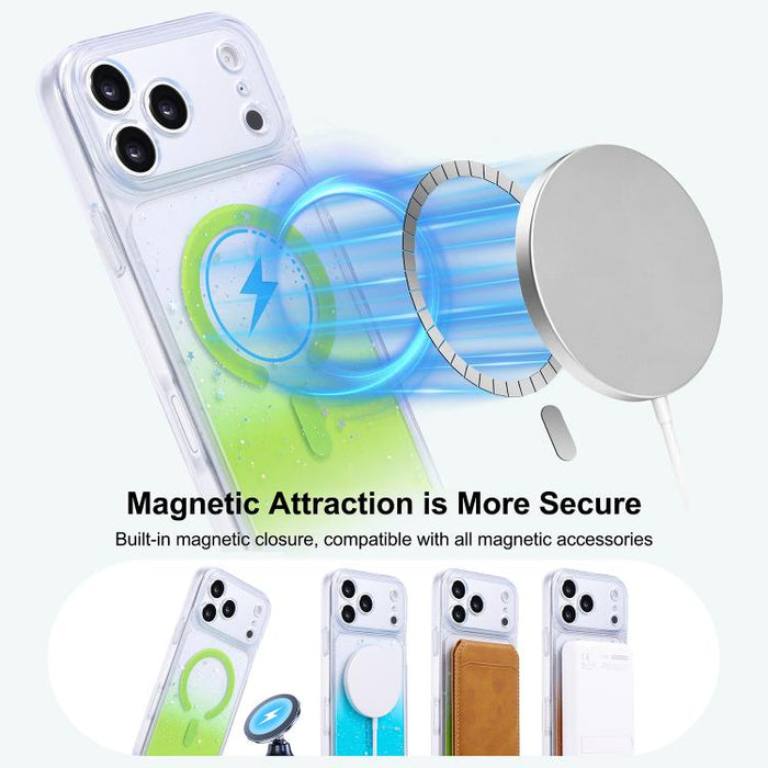 Funda magnética para teléfono con resina epoxi degradada, resistente a los golpes y con orificios precisos., For iPhone 17 Pro Max, For iPhone 17 Pro, For iPhone 17, For iPhone Air