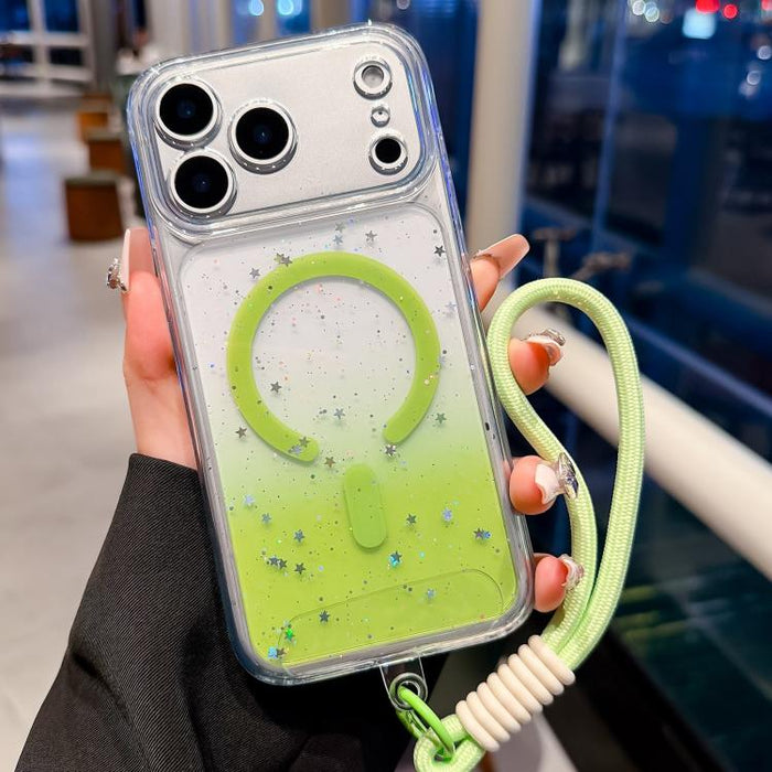Funda magnética para teléfono con orificios precisos, resistente a los golpes y fabricada con resina epoxi degradada, con cordón., For iPhone 17 Pro Max, For iPhone 17 Pro, For iPhone 17, For iPhone Air