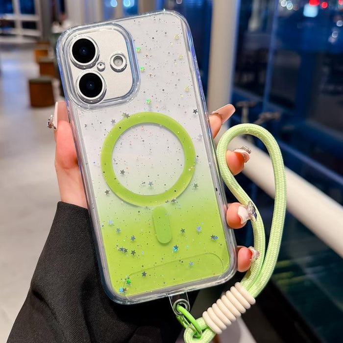 Funda magnética para teléfono con orificios precisos, resistente a los golpes y fabricada con resina epoxi degradada, con cordón., For iPhone 17 Pro Max, For iPhone 17 Pro, For iPhone 17, For iPhone Air