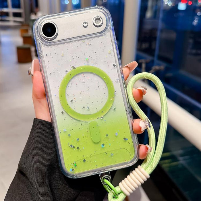 Funda magnética para teléfono con orificios precisos, resistente a los golpes y fabricada con resina epoxi degradada, con cordón., For iPhone 17 Pro Max, For iPhone 17 Pro, For iPhone 17, For iPhone Air