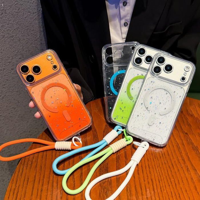 Funda magnética para teléfono con orificios precisos, resistente a los golpes y fabricada con resina epoxi degradada, con cordón., For iPhone 17 Pro Max, For iPhone 17 Pro, For iPhone 17, For iPhone Air