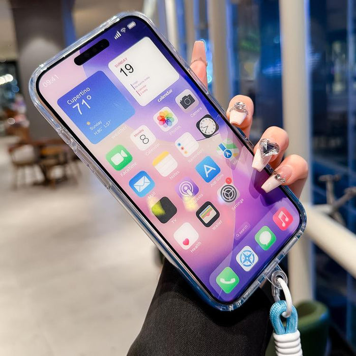 Funda magnética para teléfono con orificios precisos, resistente a los golpes y fabricada con resina epoxi degradada, con cordón., For iPhone 17 Pro Max, For iPhone 17 Pro, For iPhone 17, For iPhone Air