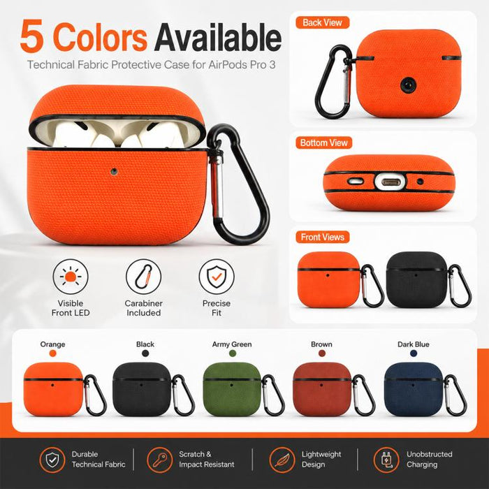 Funda protectora para auriculares de cuero de doble hebra de tejido técnico, For AirPods Pro 3, For AirPods 4, For AirPods Pro 2, For AirPods 3, For AirPods Pro, For AirPods 2 / 1