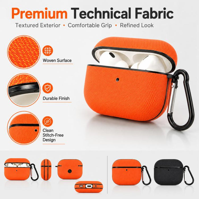 Funda protectora para auriculares de cuero de doble hebra de tejido técnico, For AirPods Pro 3, For AirPods 4, For AirPods Pro 2, For AirPods 3, For AirPods Pro, For AirPods 2 / 1