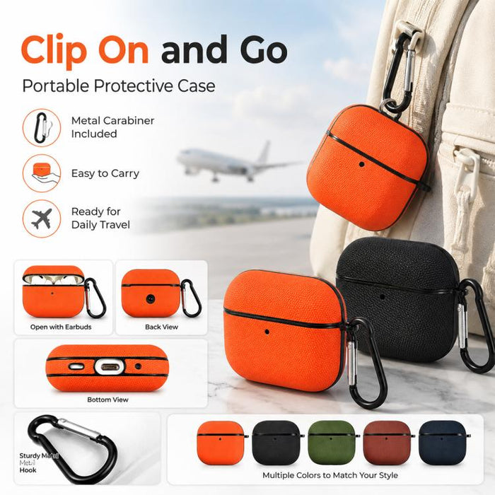 Funda protectora para auriculares de cuero de doble hebra de tejido técnico, For AirPods Pro 3, For AirPods 4, For AirPods Pro 2, For AirPods 3, For AirPods Pro, For AirPods 2 / 1
