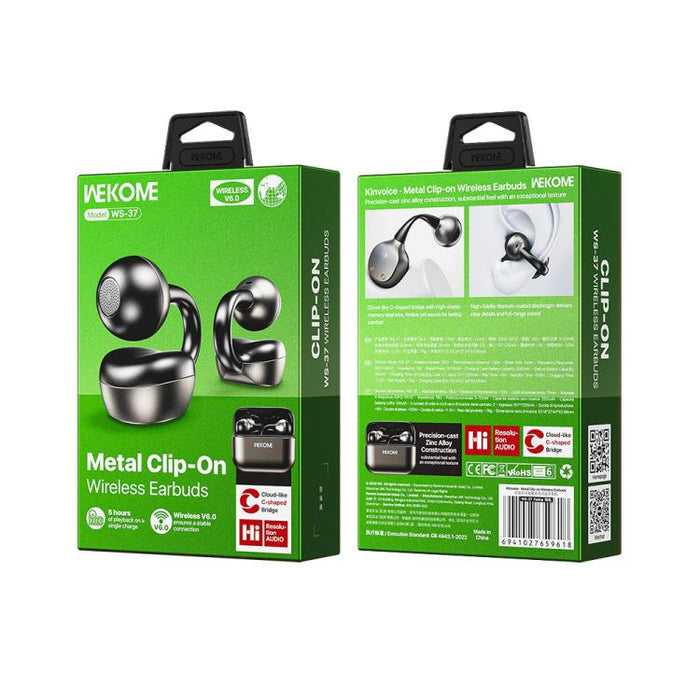 Auriculares inalámbricos Bluetooth metálicos con clip WK WS-37 de la serie Kinvoice, WS-37