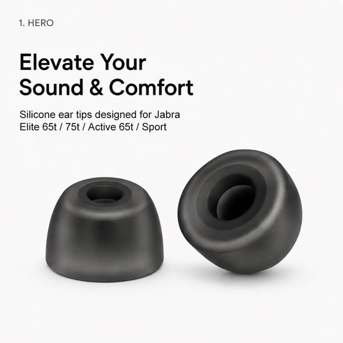Kit de 6 pares de almohadillas de silicona de repuesto XDcase, tamaños S/M/L, cepillo de limpieza de color aleatorio, For Jabra Elite 65t / 75t / Active 65t