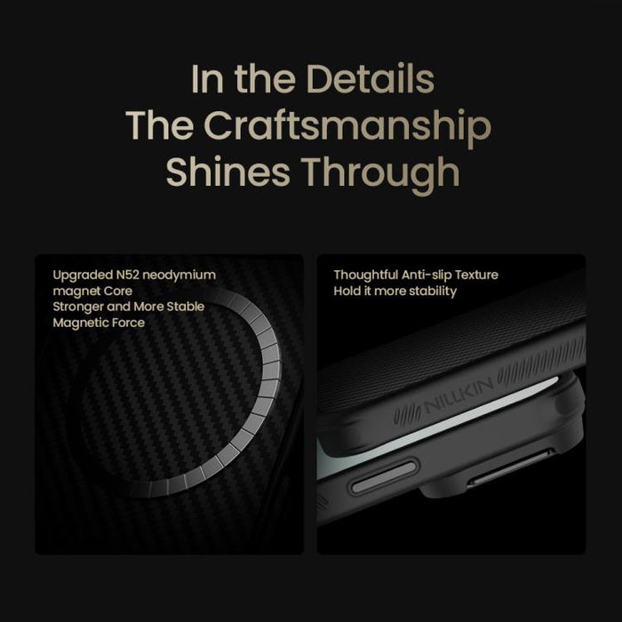 Funda magnética para teléfono NILLKIN CarboProp CamShield negra translúcida, For iPhone 17 Pro Max, For iPhone 17 Pro