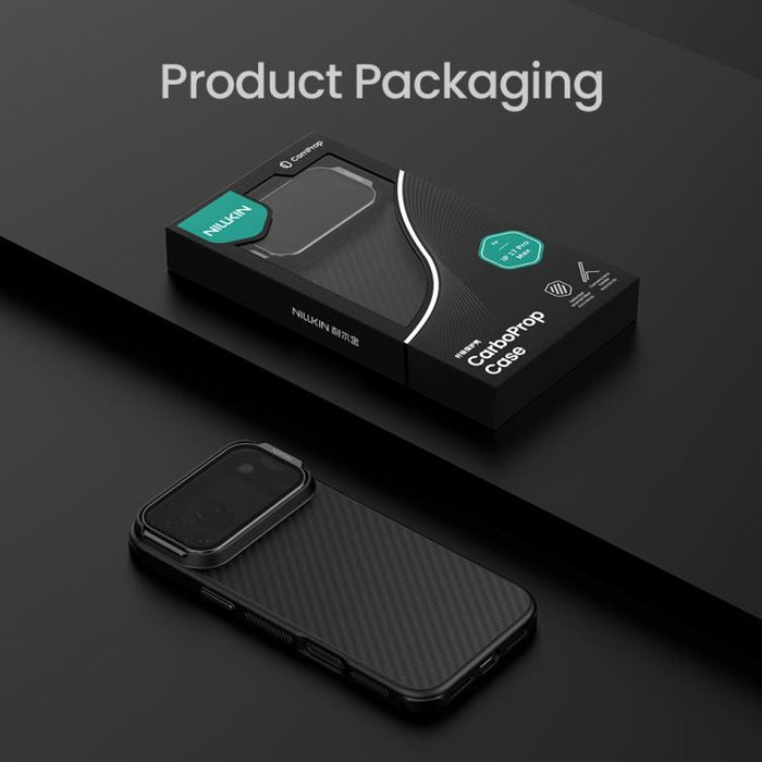 Funda magnética para teléfono NILLKIN CarboProp CamShield negra translúcida, For iPhone 17 Pro Max, For iPhone 17 Pro