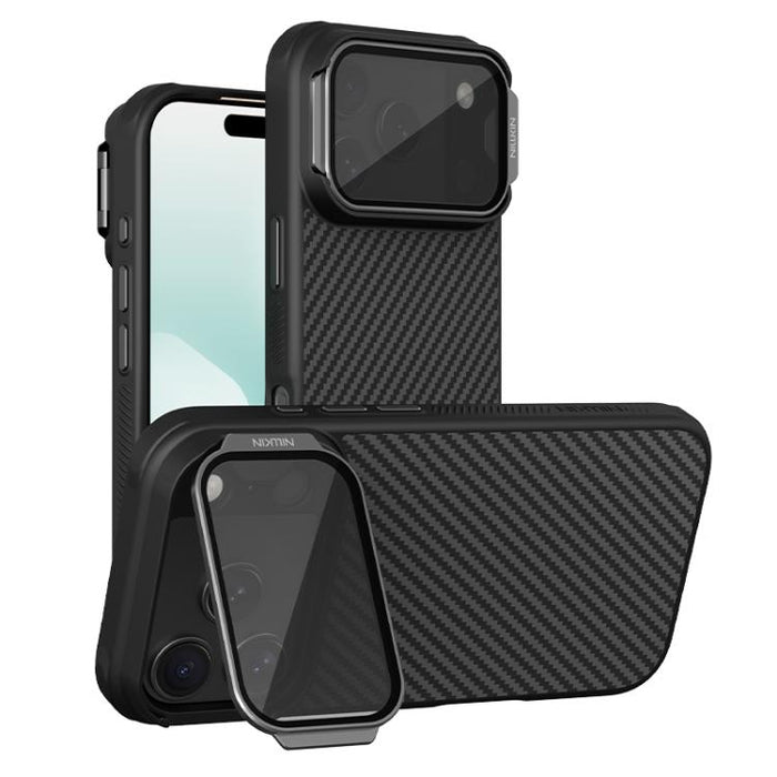 Funda magnética para teléfono NILLKIN CarboProp CamShield negra translúcida, For iPhone 17 Pro Max, For iPhone 17 Pro