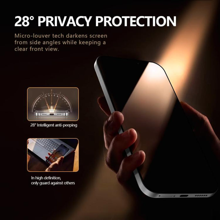 Juego de 2 protectores de pantalla de vidrio templado LeReach CF Series Full Screen Version HD Privacy Phone, For iPhone 17 Pro Max