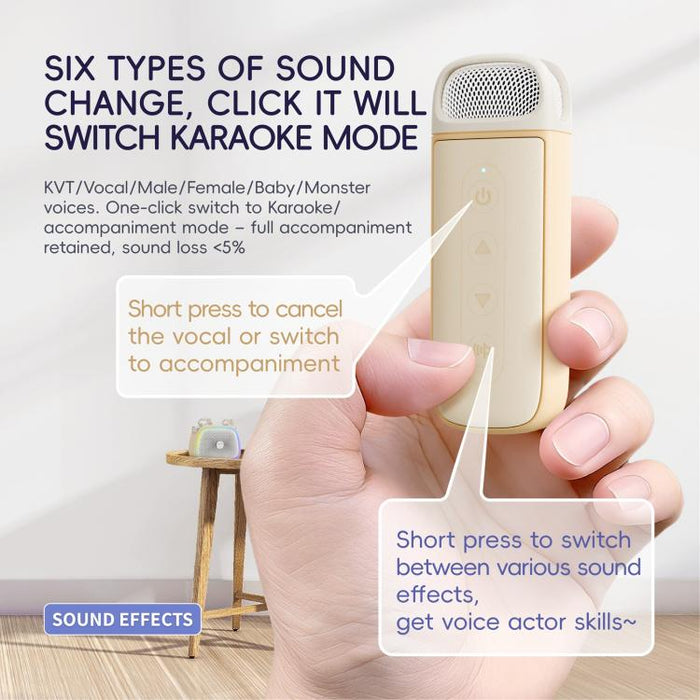 Altavoz inalámbrico portátil para karaoke C22 con micrófono y correa para el hombro.