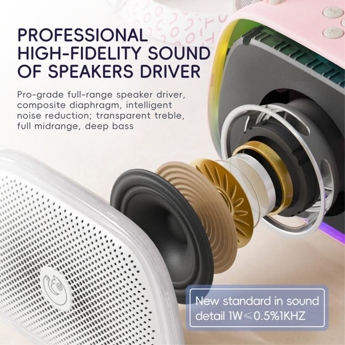 Altavoz inalámbrico portátil para karaoke C22 con micrófono y correa para el hombro.