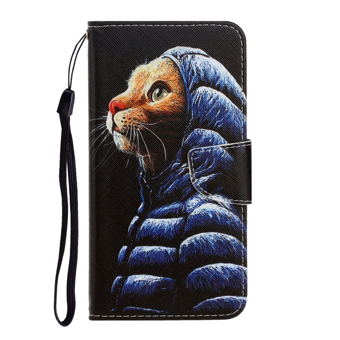 Estuche de cuero de PU con tapa horizontal de dibujo en color 3D con soporte y ranuras para tarjetas y billetera