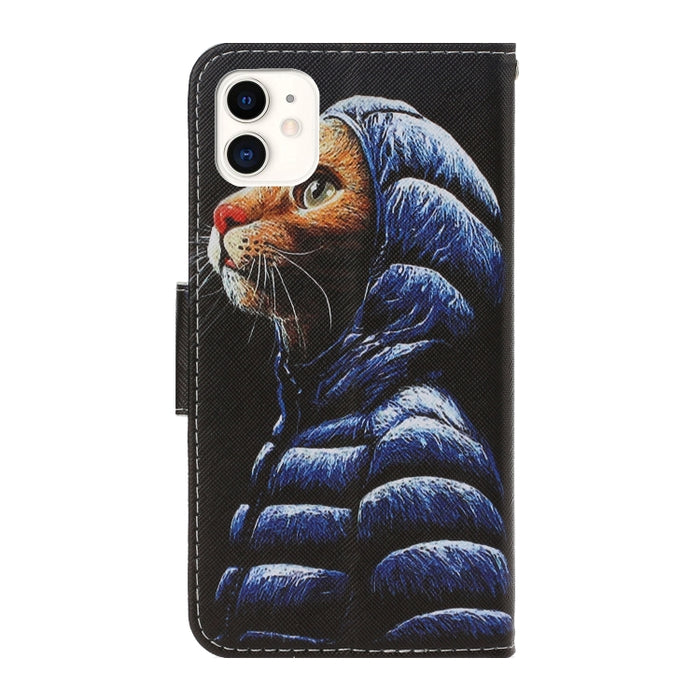 Estuche de cuero de PU con tapa horizontal de dibujo en color 3D con soporte y ranuras para tarjetas y billetera