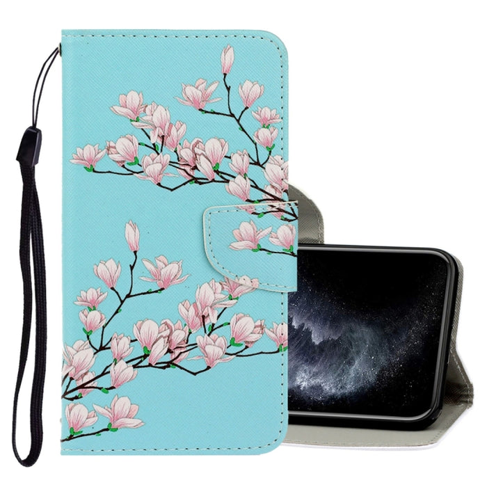 Estuche de cuero de PU con tapa horizontal de dibujo en color 3D con soporte y ranuras para tarjetas y billetera