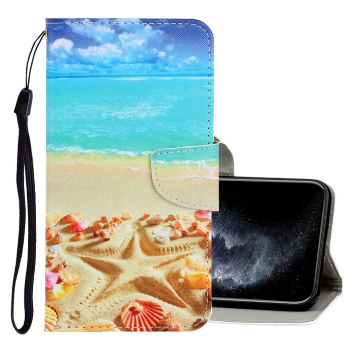 Estuche de cuero de PU con tapa horizontal de dibujo en color 3D con soporte y ranuras para tarjetas y billetera