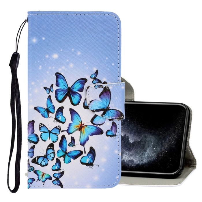 Estuche de cuero de PU con tapa horizontal de dibujo en color 3D con soporte y ranuras para tarjetas y billetera