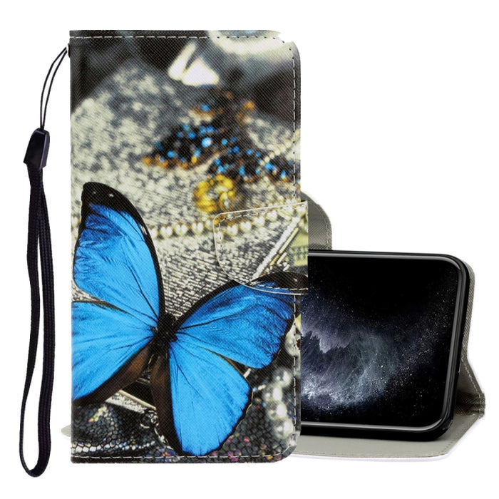 Estuche de cuero de PU con tapa horizontal de dibujo en color 3D con soporte y ranuras para tarjetas y billetera