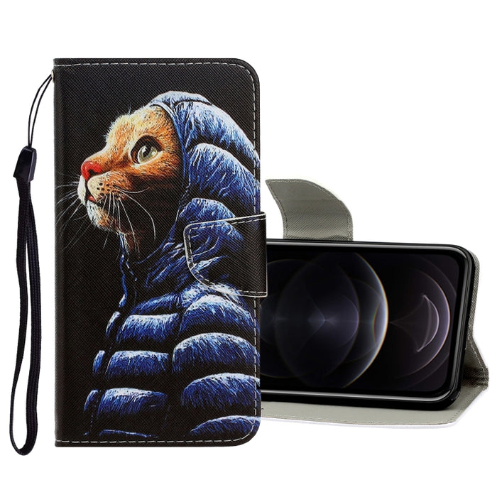 Estuche de cuero de PU con tapa horizontal de dibujo en color 3D con soporte y ranuras para tarjetas y billetera