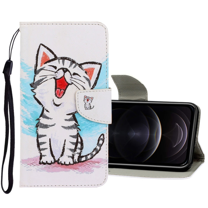 Estuche de cuero de PU con tapa horizontal de dibujo en color 3D con soporte y ranuras para tarjetas y billetera