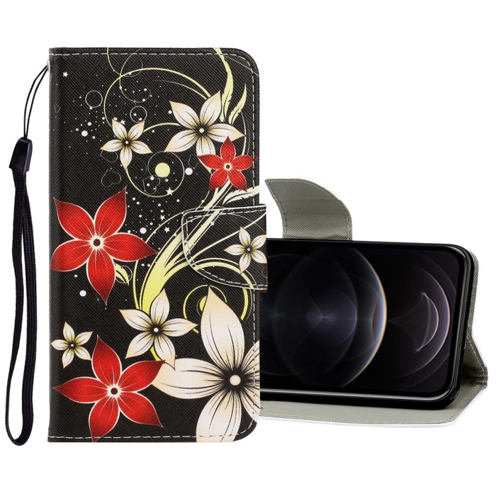 Estuche de cuero de PU con tapa horizontal de dibujo en color 3D con soporte y ranuras para tarjetas y billetera