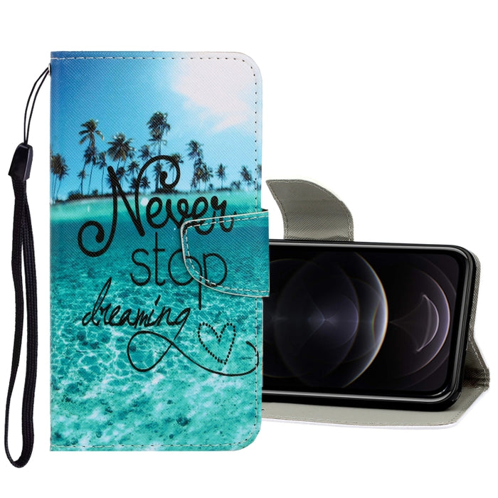 Estuche de cuero de PU con tapa horizontal de dibujo en color 3D con soporte y ranuras para tarjetas y billetera