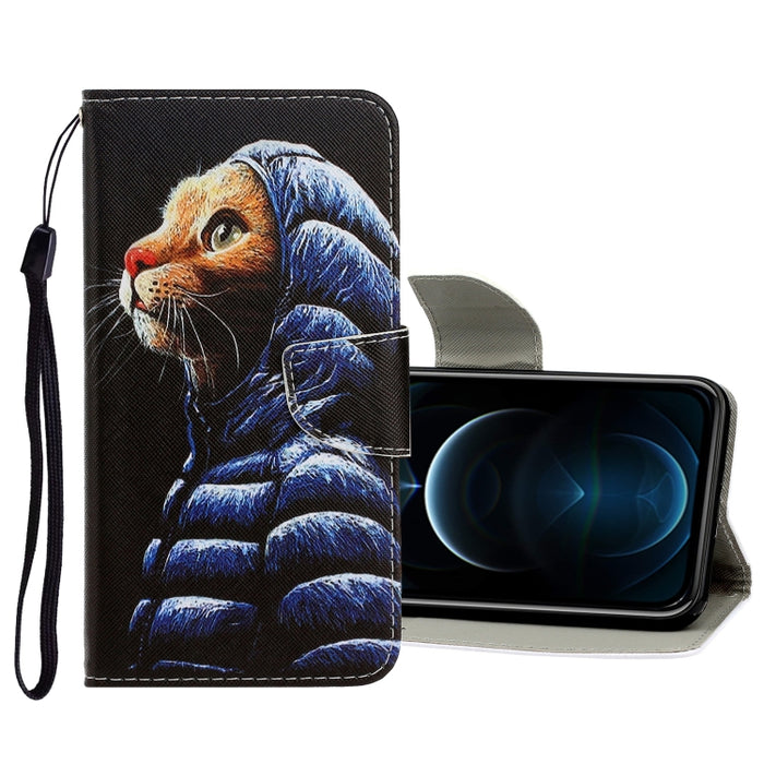 Estuche de cuero de PU con tapa horizontal de dibujo en color 3D con soporte y ranuras para tarjetas y billetera
