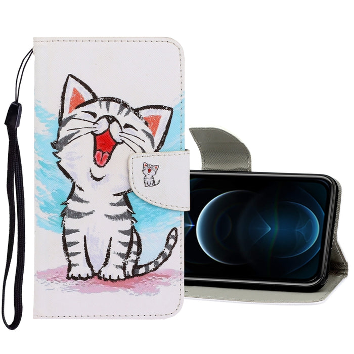 Estuche de cuero de PU con tapa horizontal de dibujo en color 3D con soporte y ranuras para tarjetas y billetera
