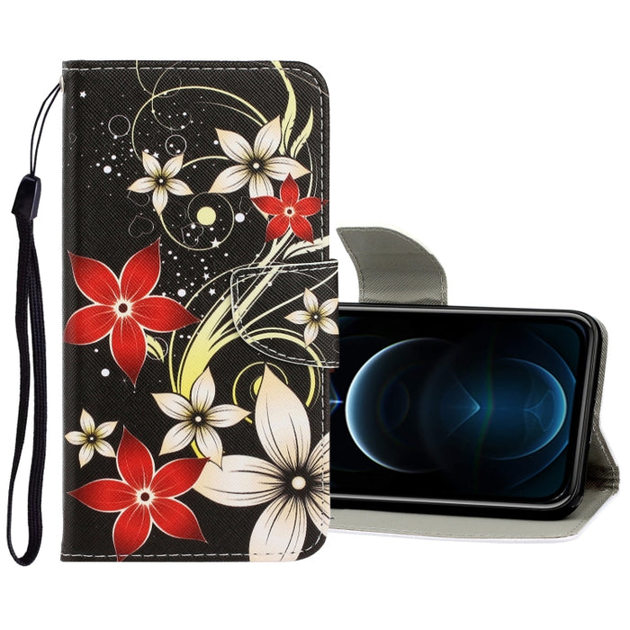 Estuche de cuero de PU con tapa horizontal de dibujo en color 3D con soporte y ranuras para tarjetas y billetera