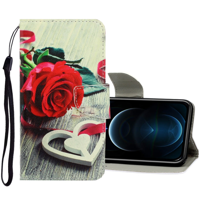 Estuche de cuero de PU con tapa horizontal de dibujo en color 3D con soporte y ranuras para tarjetas y billetera