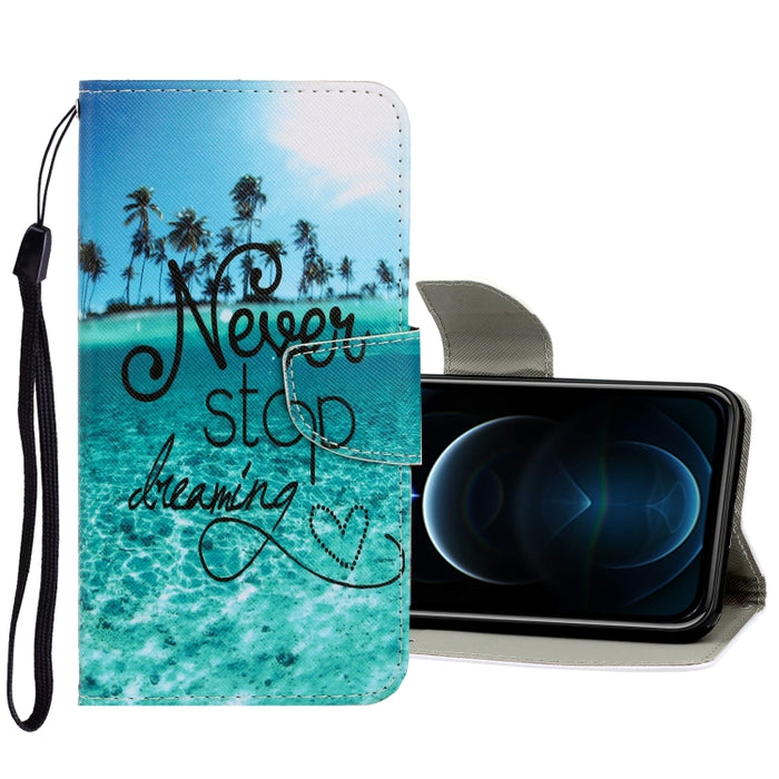 Estuche de cuero de PU con tapa horizontal de dibujo en color 3D con soporte y ranuras para tarjetas y billetera