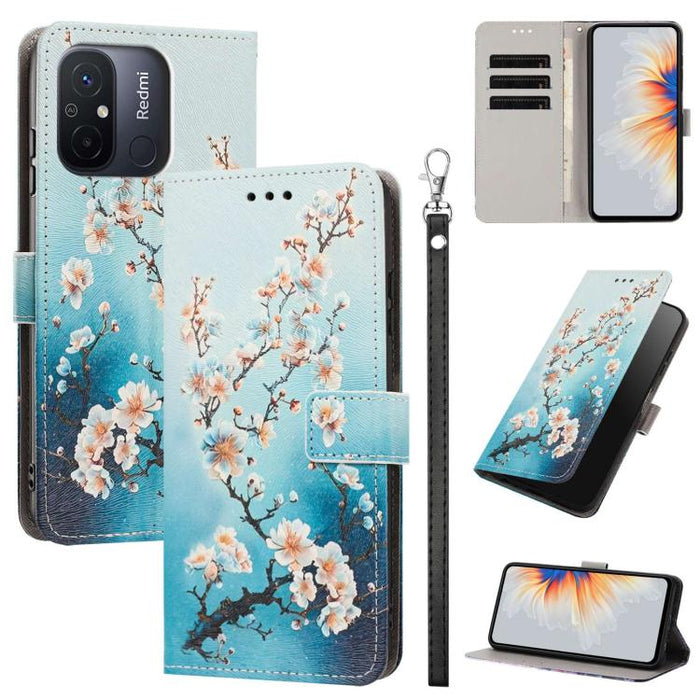 Funda para teléfono de piel vegana con estampado pintado y correa., For Poco C55, For Xiaomi Poco M7 4G 169mm