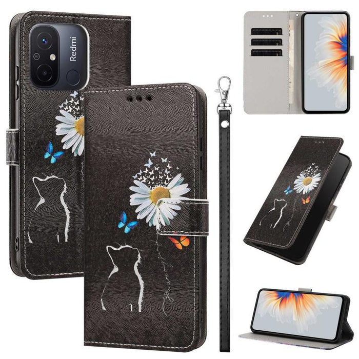 Funda para teléfono de piel vegana con estampado pintado y correa., For Poco C55, For Xiaomi Poco M7 4G 169mm