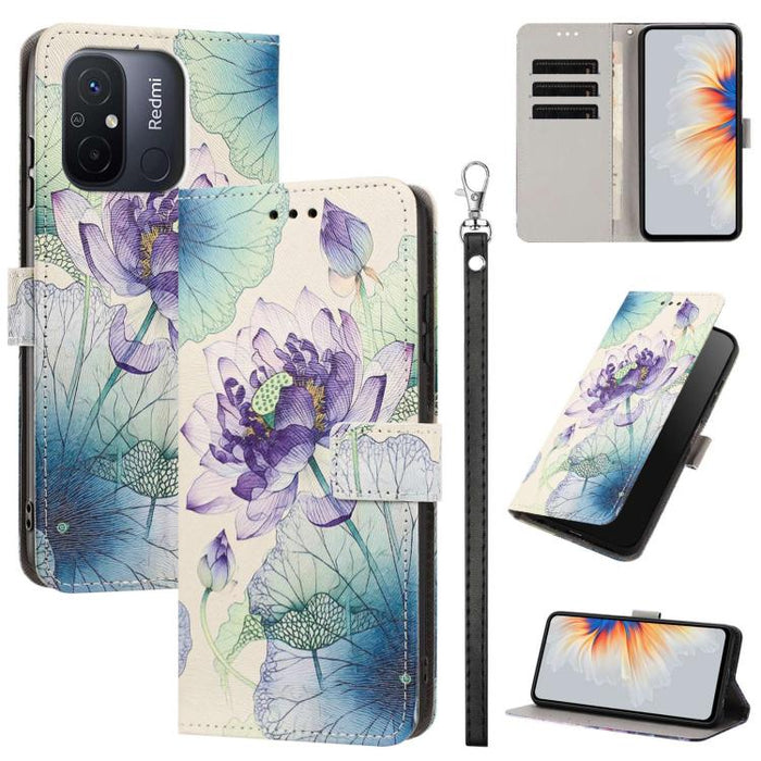 Funda para teléfono de piel vegana con estampado pintado y correa., For Poco C55, For Xiaomi Poco M7 4G 169mm