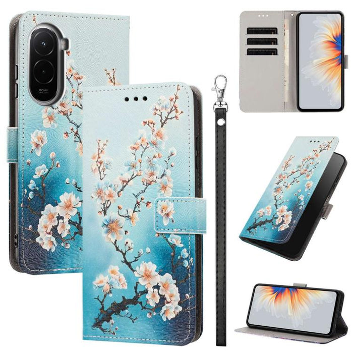 Funda para teléfono de piel vegana con estampado pintado y correa., For Poco C55, For Xiaomi Poco M7 4G 169mm