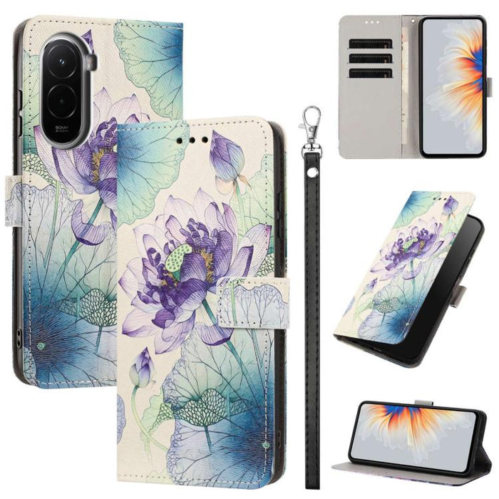 Funda para teléfono de piel vegana con estampado pintado y correa., For Poco C55, For Xiaomi Poco M7 4G 169mm