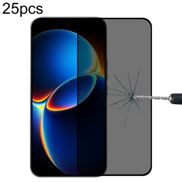 25 láminas de vidrio templado anti-espía de cobertura total, compatibles con desbloqueo por huella dactilar., For Redmi K90 Ultra 5G, For Redmi K100 Pro 5G, For Xiaomi 17 Max 5G, For Redmi K90 Max 5G